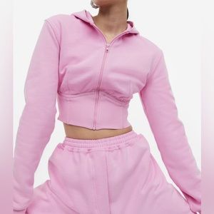 Chunky Hooded Cropped sweat jacket